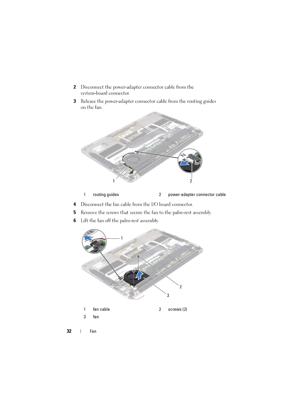 Dell XPS 13 owner manual Routing guides Power-adapter connector cable 