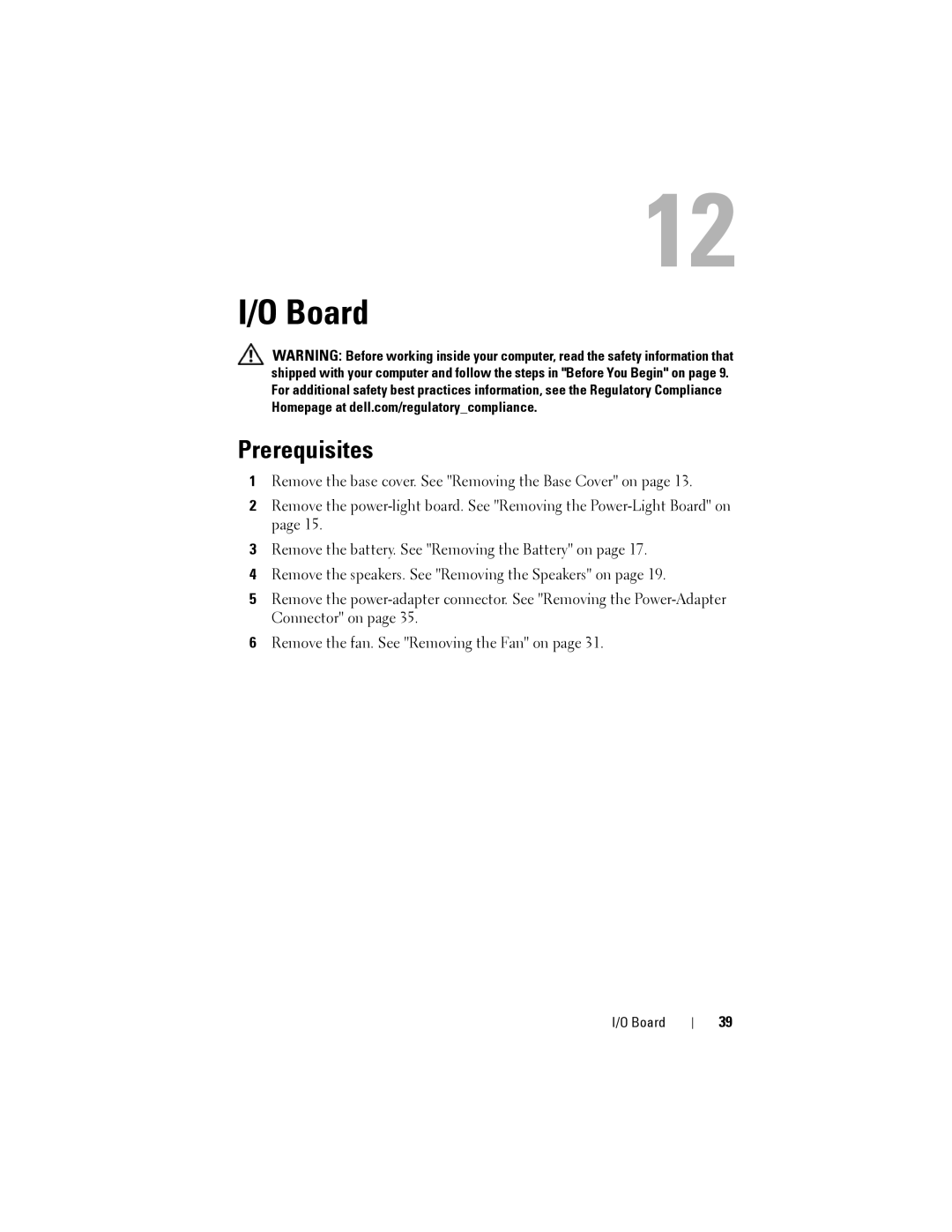 Dell XPS 13 owner manual Board, Prerequisites 