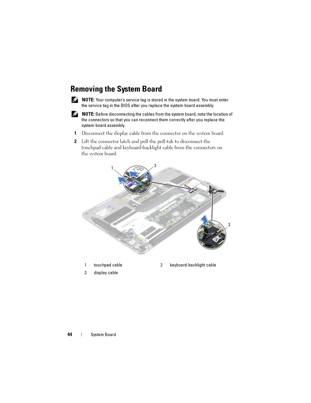 Dell XPS 13 owner manual Removing the System Board 