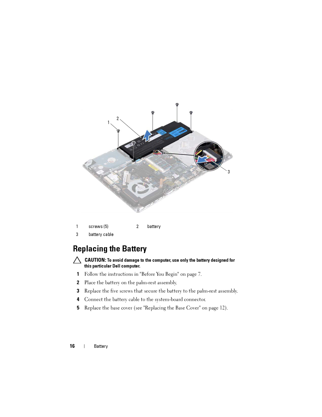 Dell XPS 14Z owner manual Replacing the Battery 