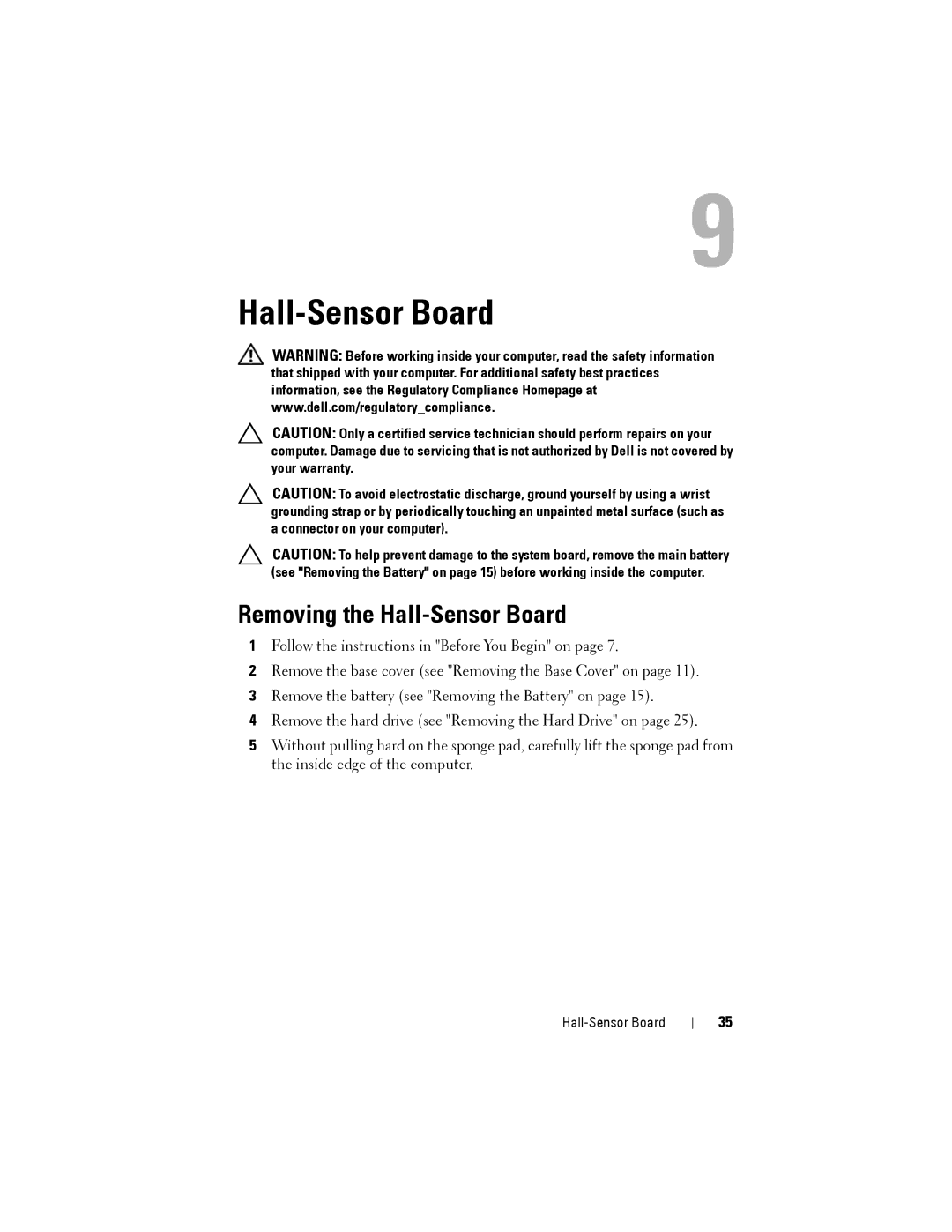 Dell XPS 14Z owner manual Removing the Hall-Sensor Board 