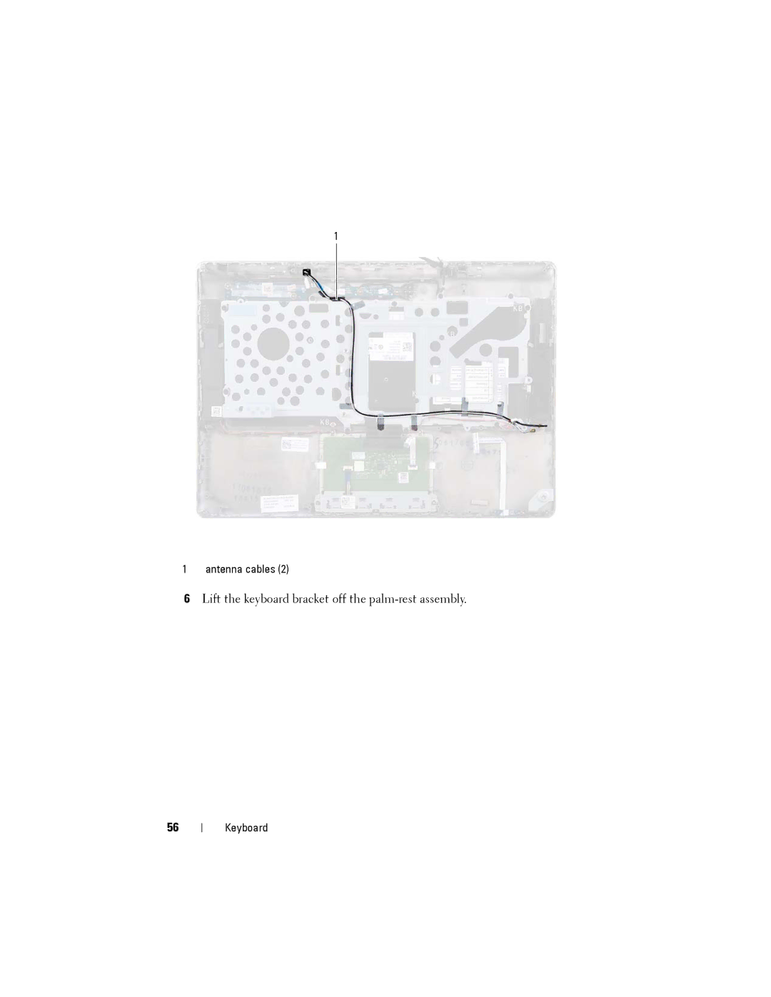 Dell XPS 14Z owner manual Lift the keyboard bracket off the palm-rest assembly 