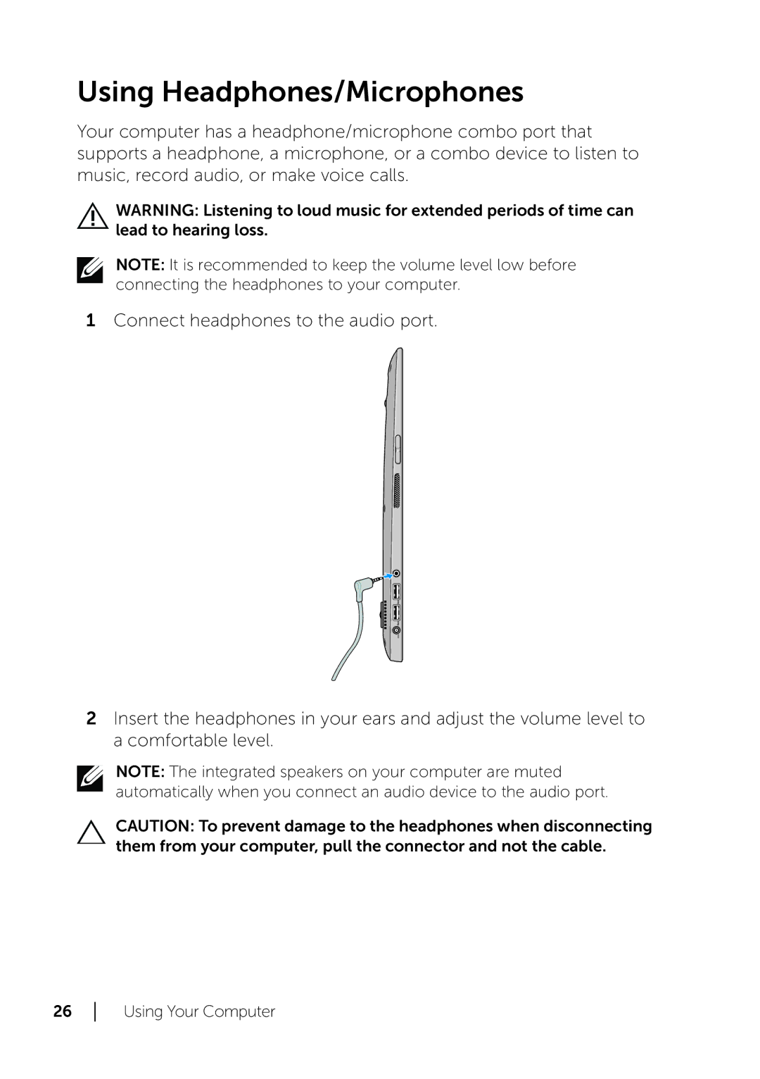 Dell XPS 18 user manual Using Headphones/Microphones 