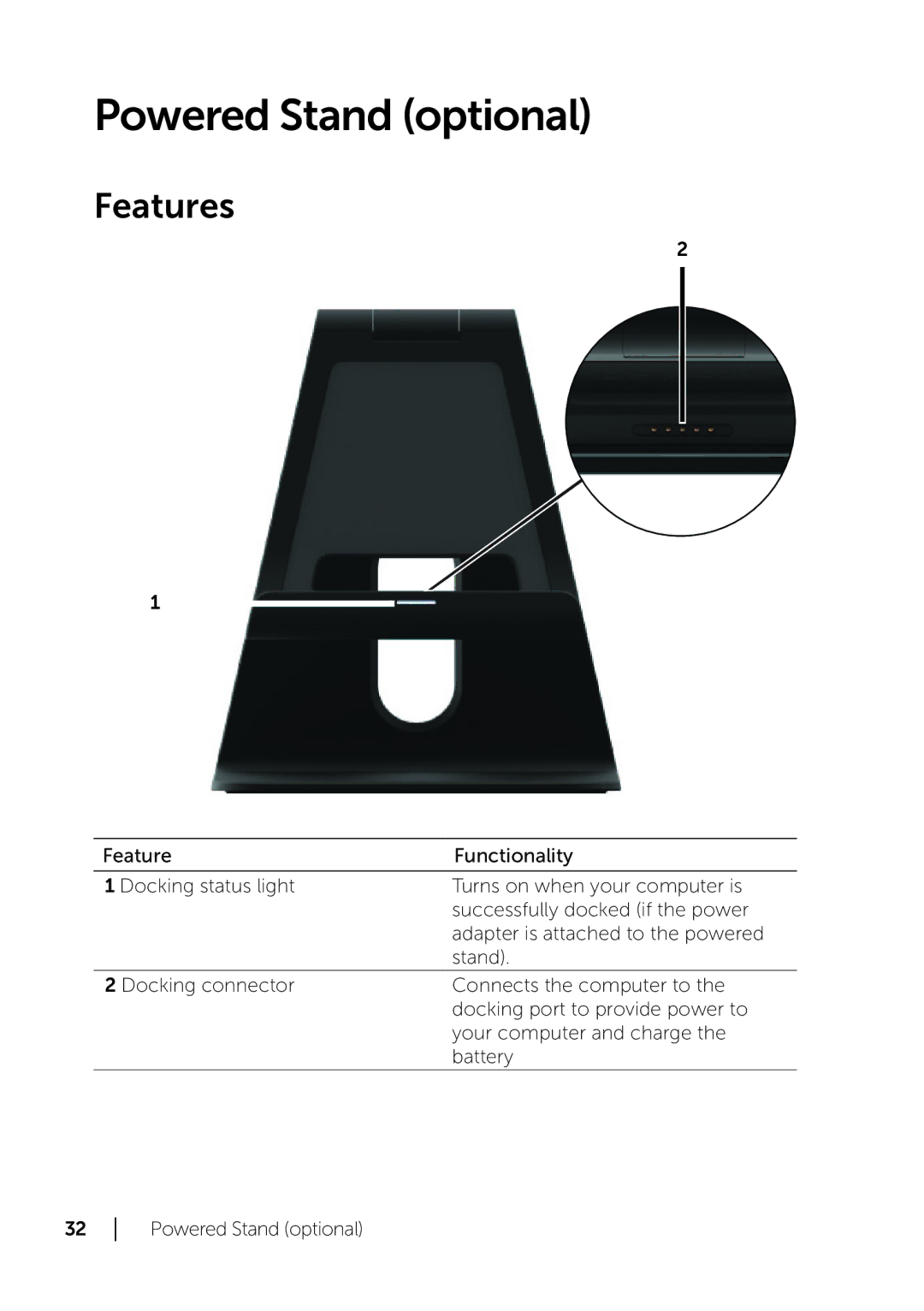 Dell XPS 18 user manual Powered Stand optional, Features 