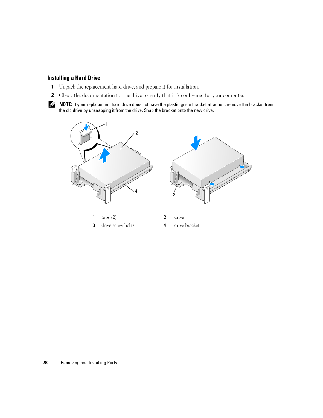 Dell XPS 210 manual Installing a Hard Drive 