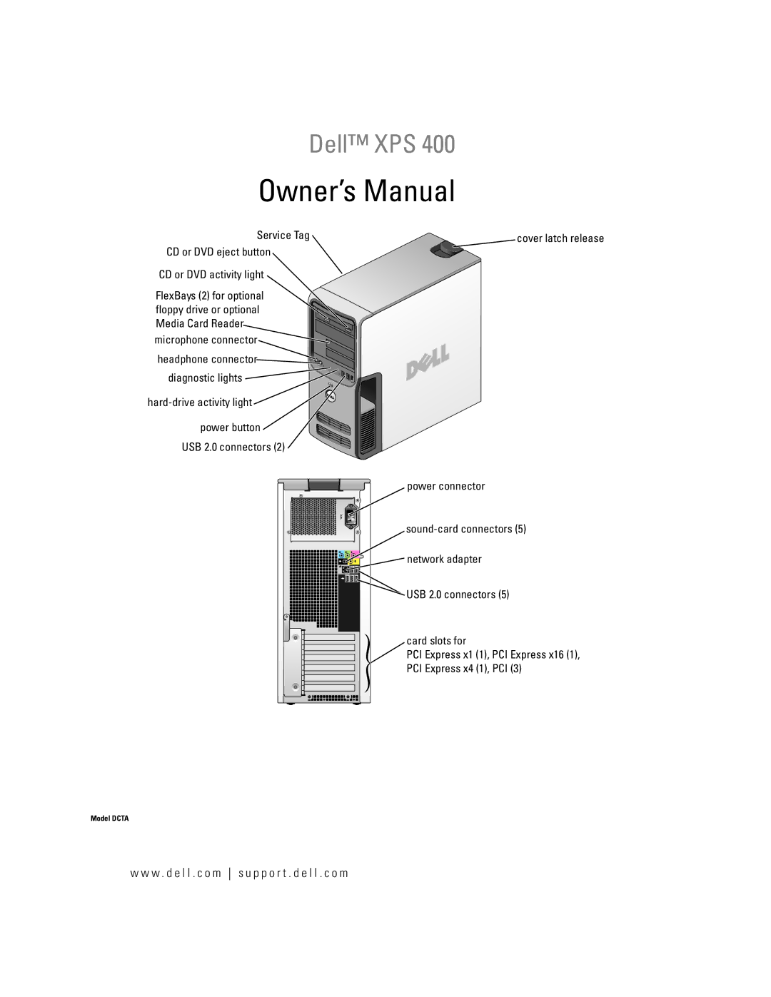 Dell XPS 400 owner manual W . d e l l . c o m s u p p o r t . d e l l . c o m 