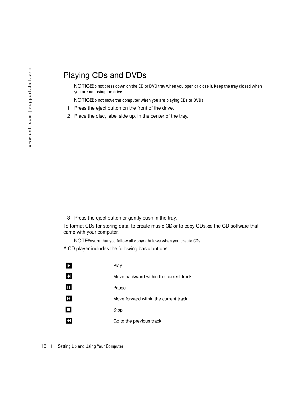 Dell XPS 400 owner manual Playing CDs and DVDs 