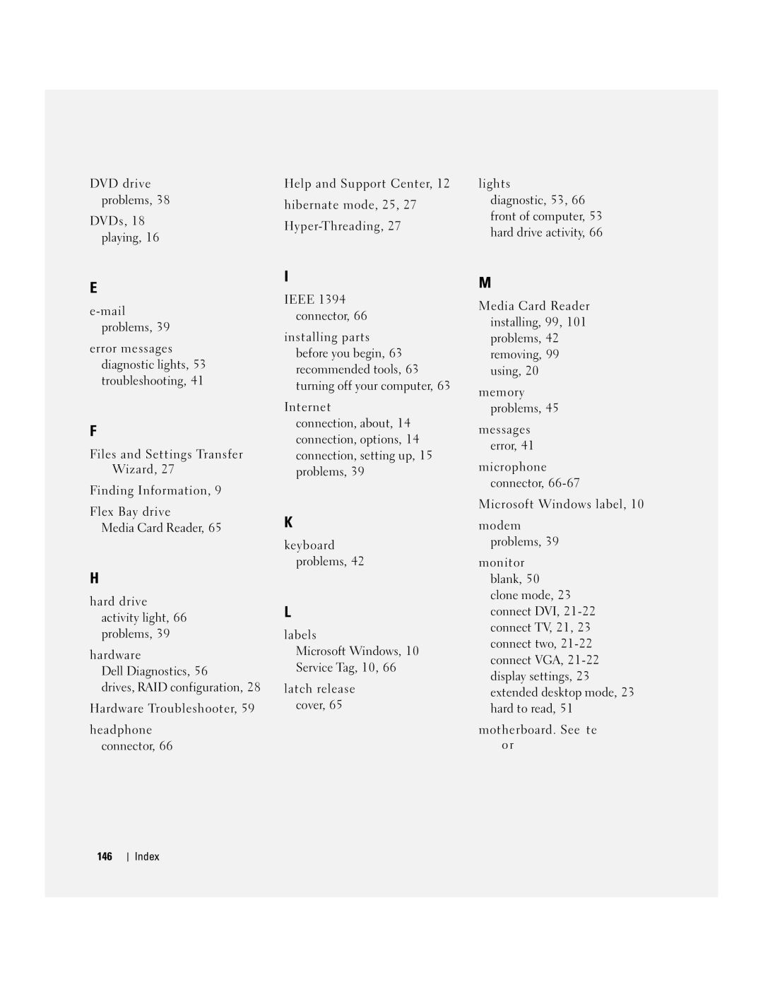 Dell XPS 400 owner manual Playing, Hard drive activity, Index 