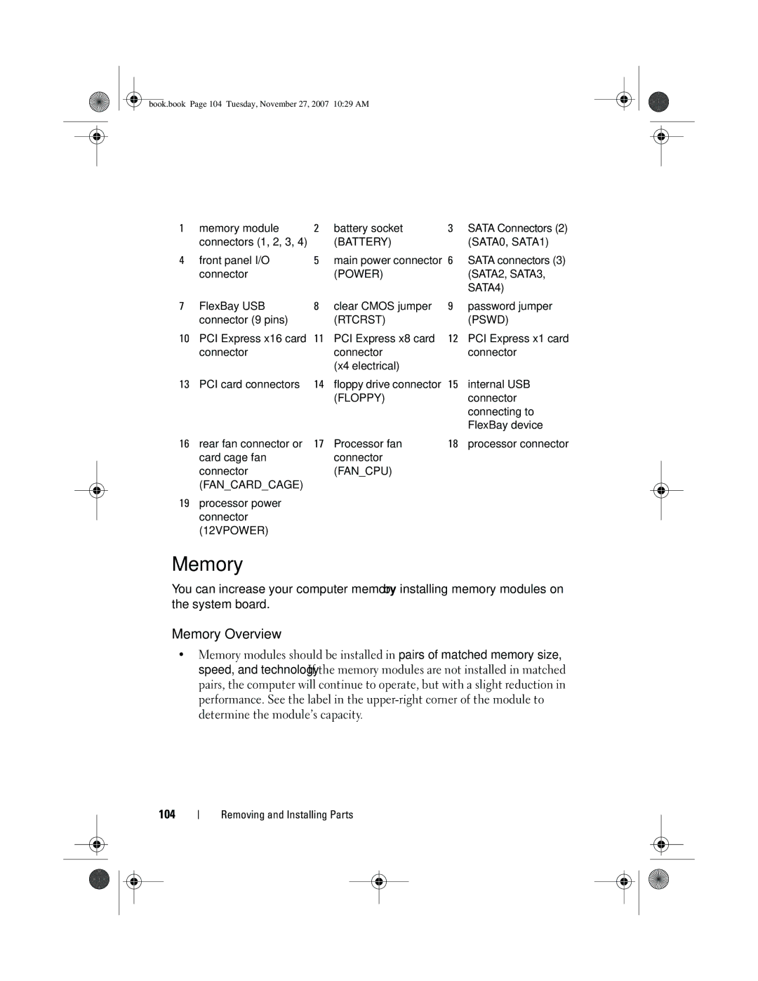 Dell XPS 420 owner manual Memory Overview 