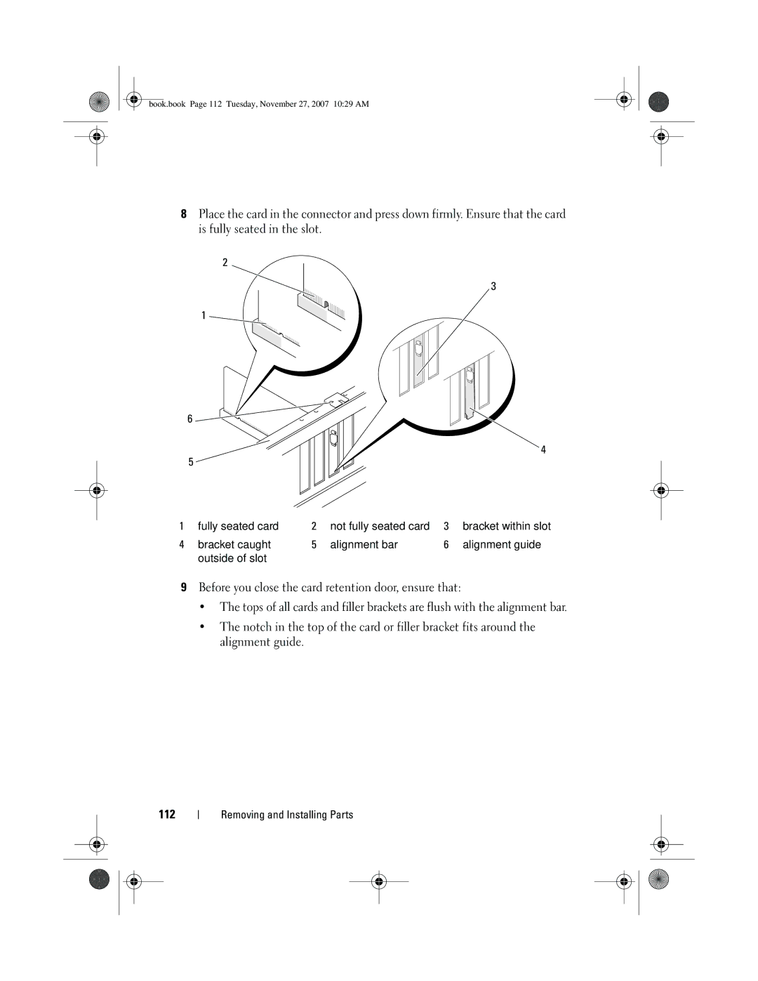 Dell XPS 420 owner manual Book.book Page 112 Tuesday, November 27, 2007 1029 AM 