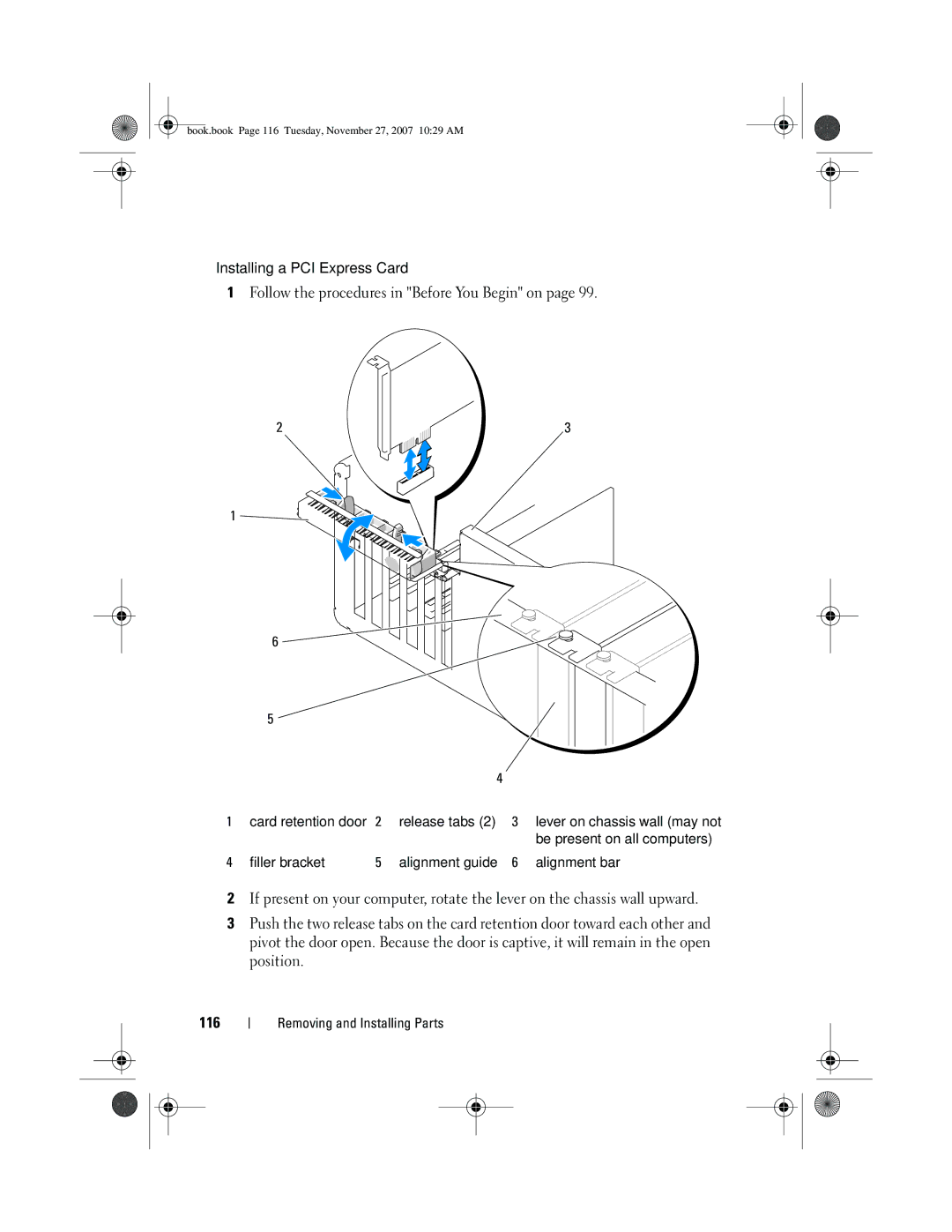 Dell XPS 420 owner manual Book.book Page 116 Tuesday, November 27, 2007 1029 AM 