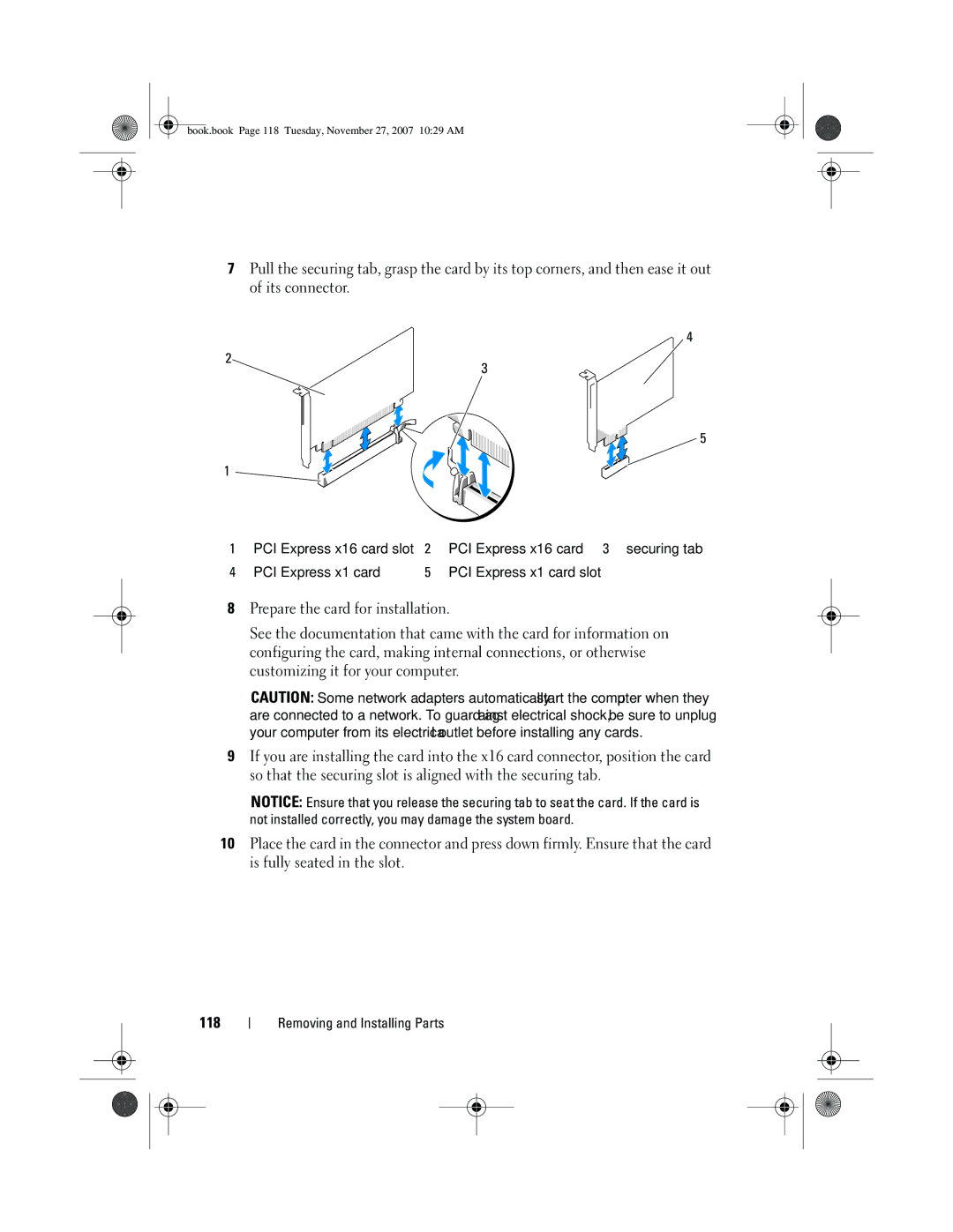 Dell XPS 420 owner manual Book.book Page 118 Tuesday, November 27, 2007 1029 AM 