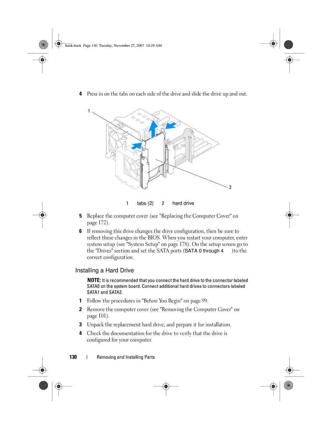 Dell XPS 420 owner manual Installing a Hard Drive 