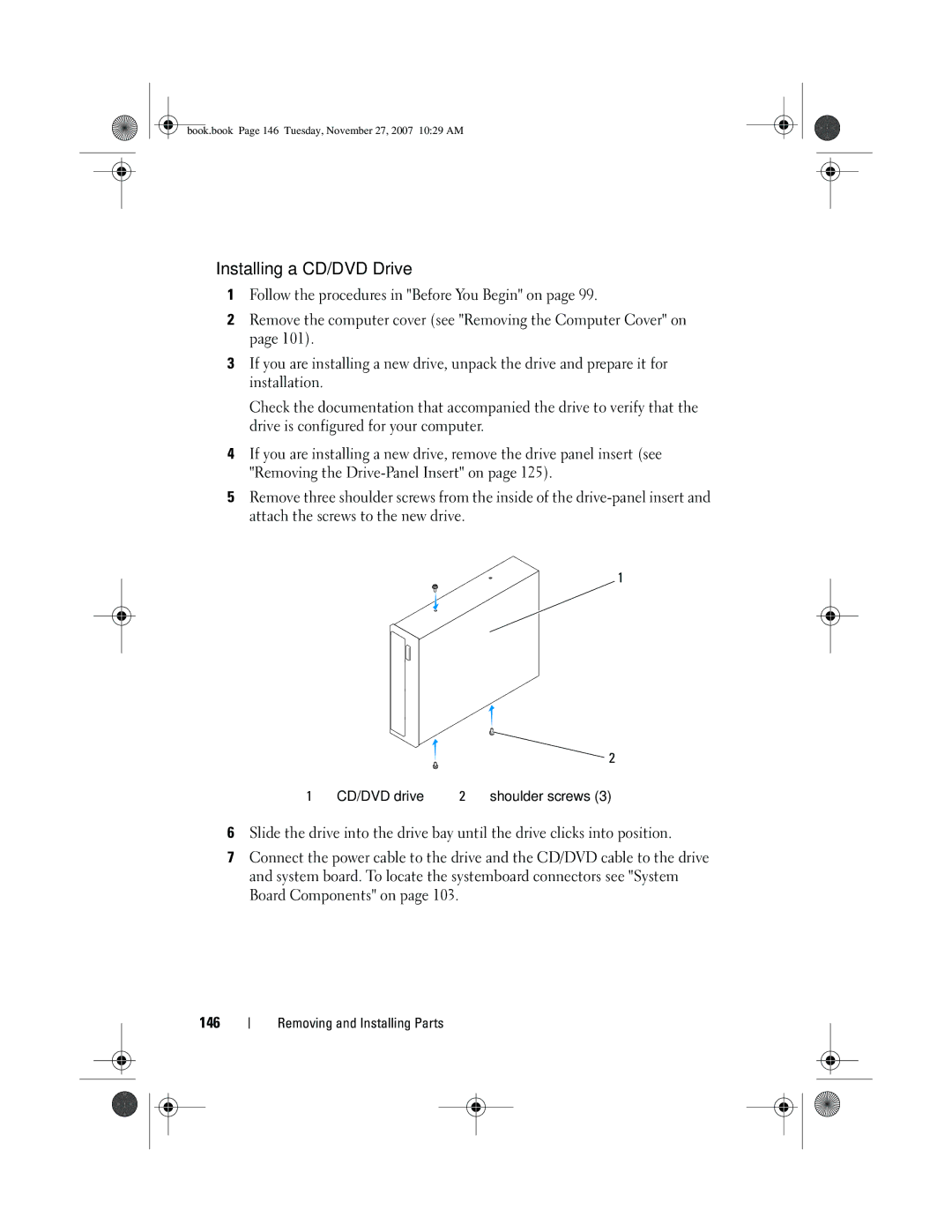 Dell XPS 420 owner manual Installing a CD/DVD Drive 