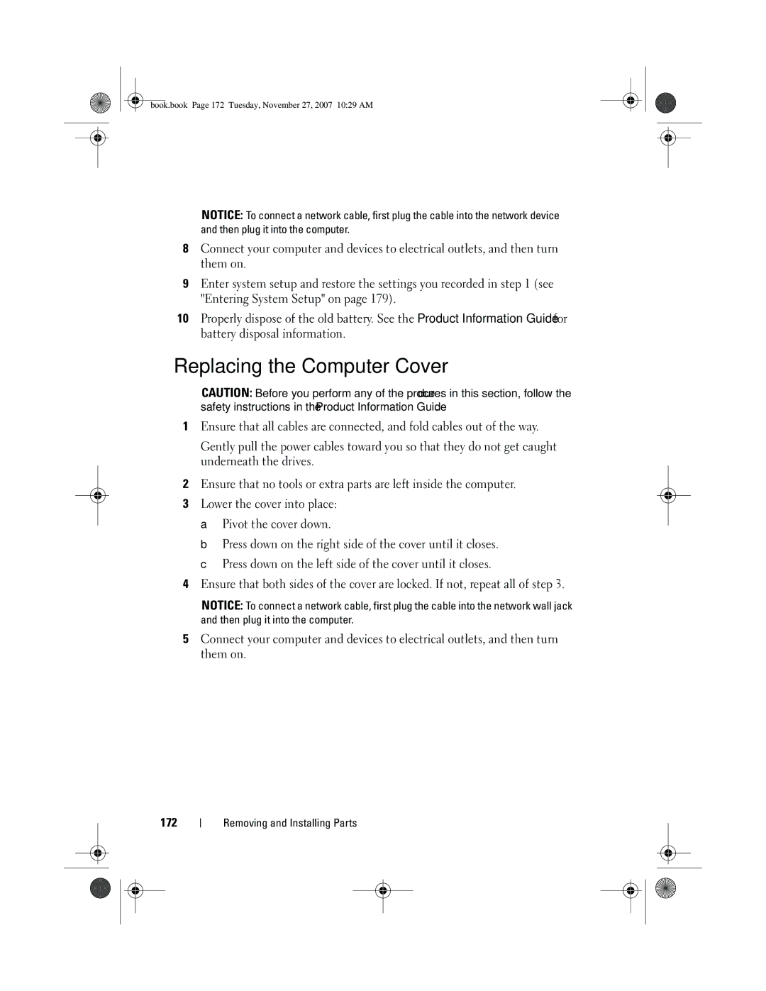 Dell XPS 420 owner manual Replacing the Computer Cover 