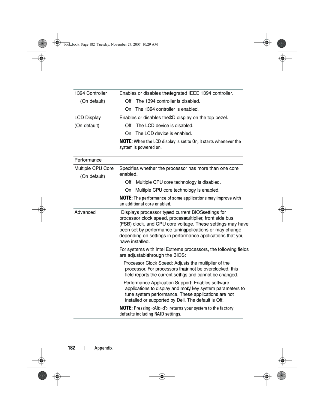 Dell XPS 420 owner manual 182 