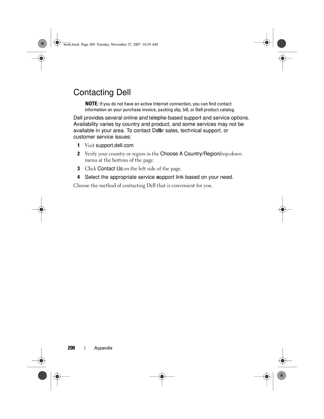 Dell XPS 420 owner manual Contacting Dell 