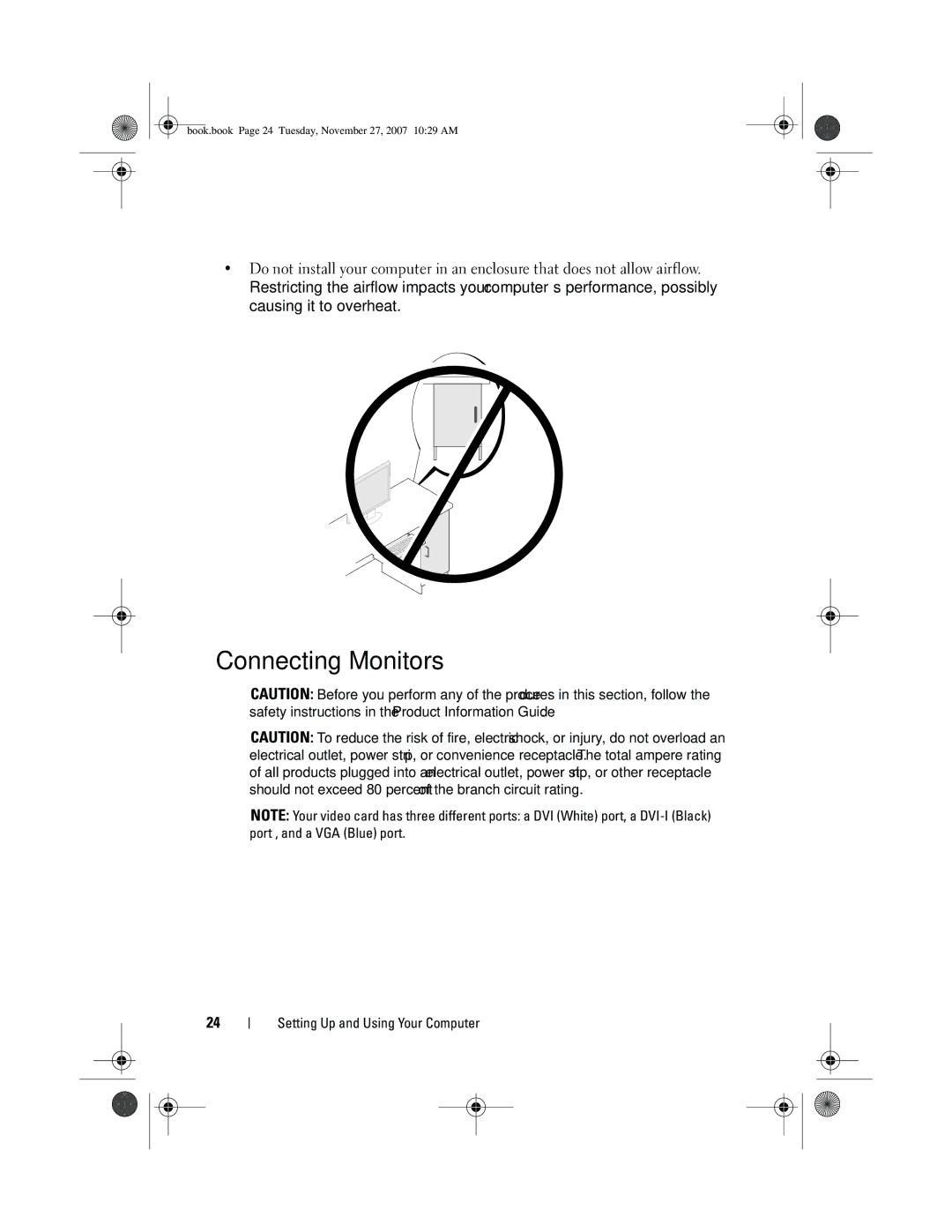 Dell XPS 420 owner manual Connecting Monitors 