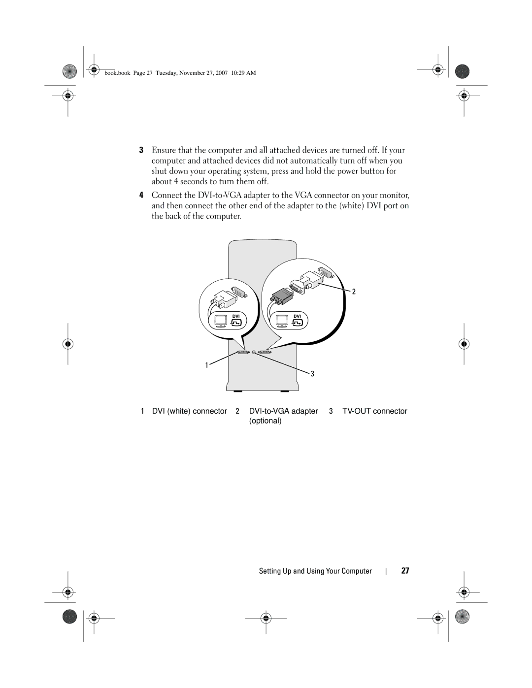 Dell XPS 420 owner manual Book.book Page 27 Tuesday, November 27, 2007 1029 AM 