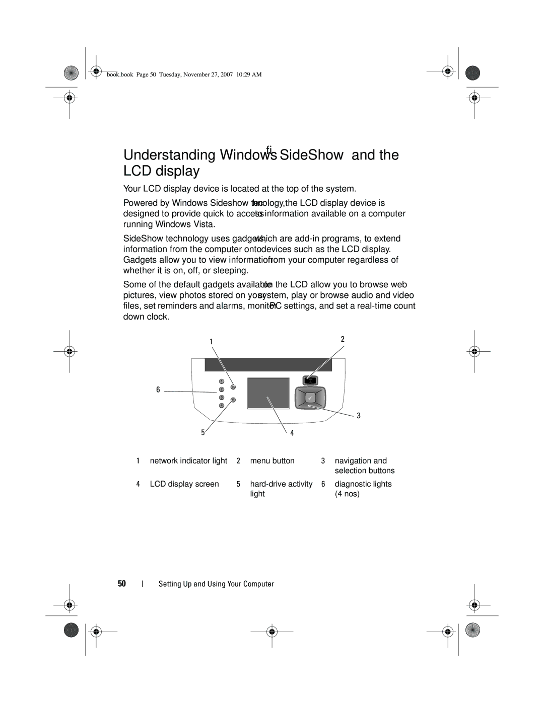 Dell XPS 420 owner manual Understanding Windows SideShow and the LCD display 