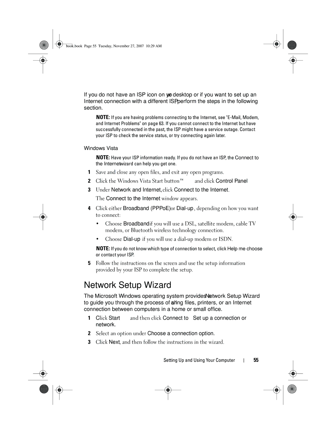 Dell XPS 420 owner manual Network Setup Wizard 