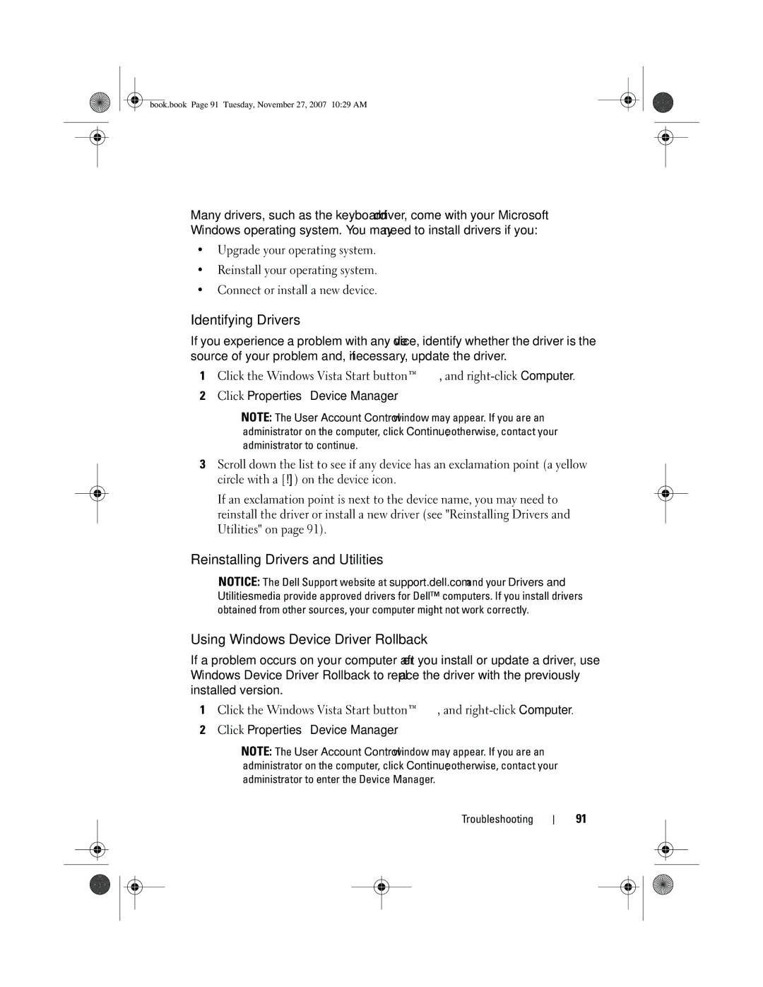 Dell XPS 420 owner manual Identifying Drivers 