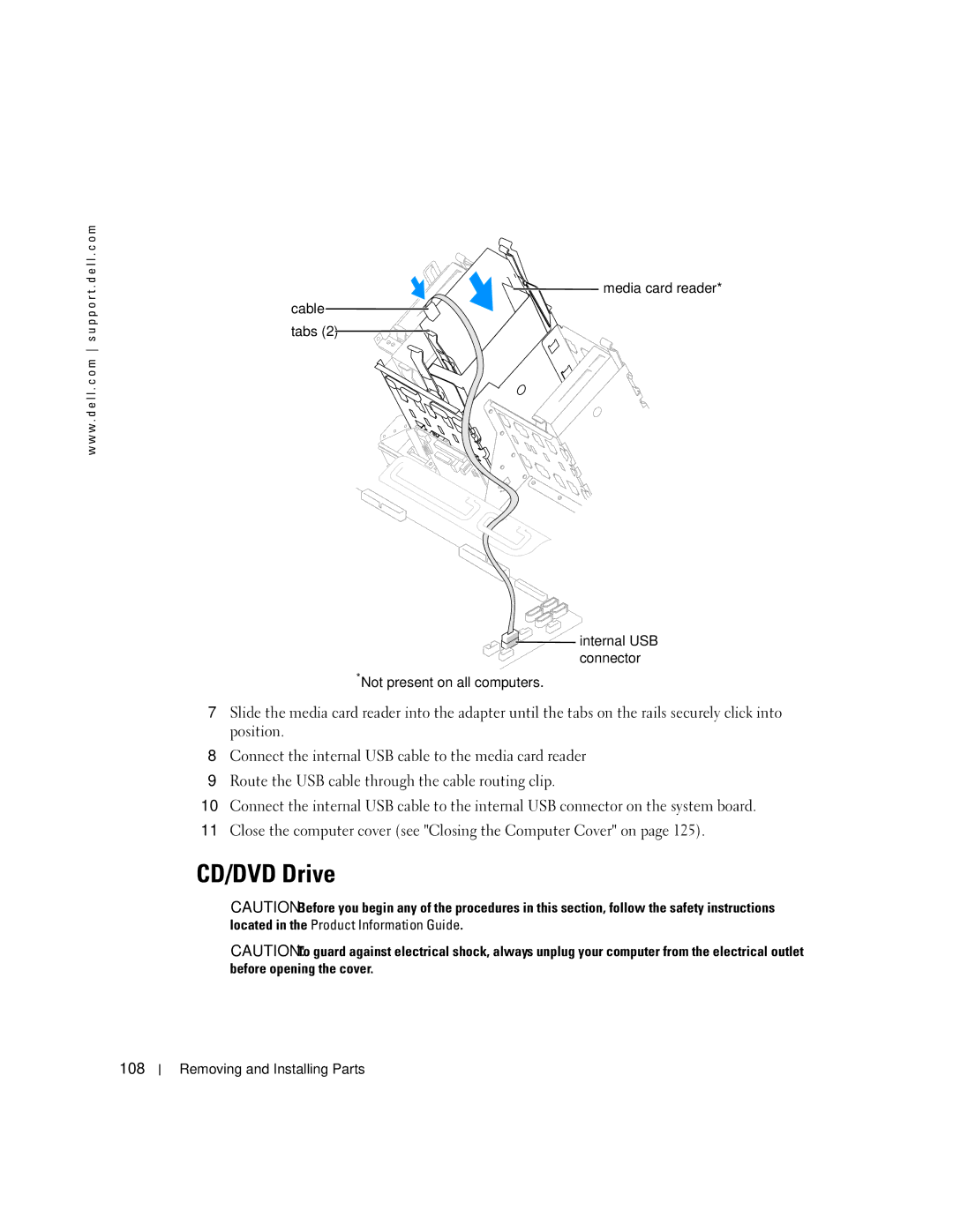 Dell XPS 600 owner manual CD/DVD Drive, 108 