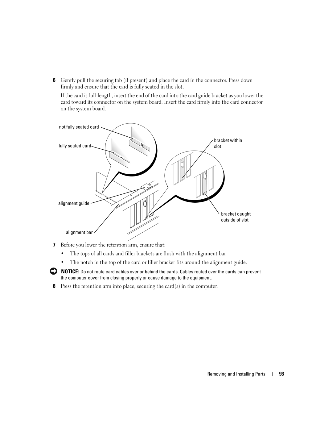 Dell XPS 600 owner manual Not fully seated card 