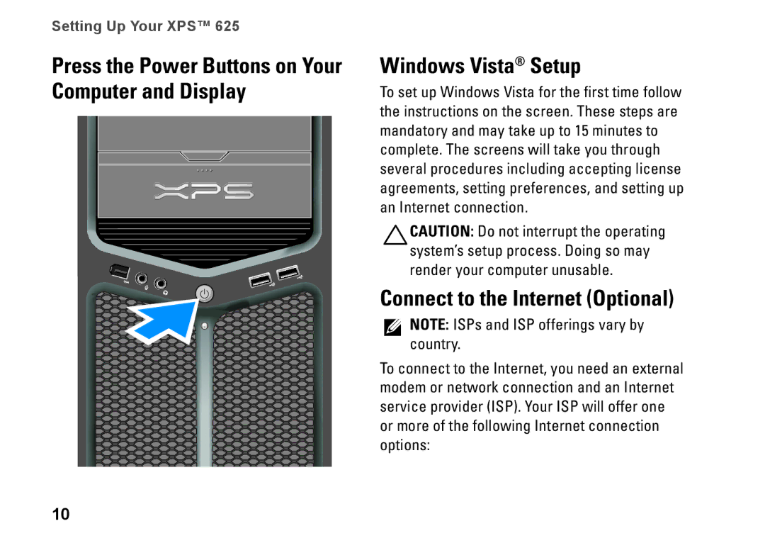 Dell XPS 625 manual Connect to the Internet Optional 