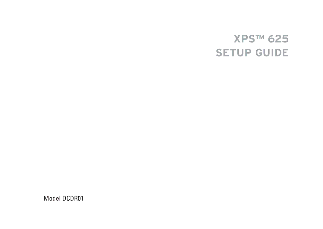 Dell XPS 625 manual Model DCDR01 