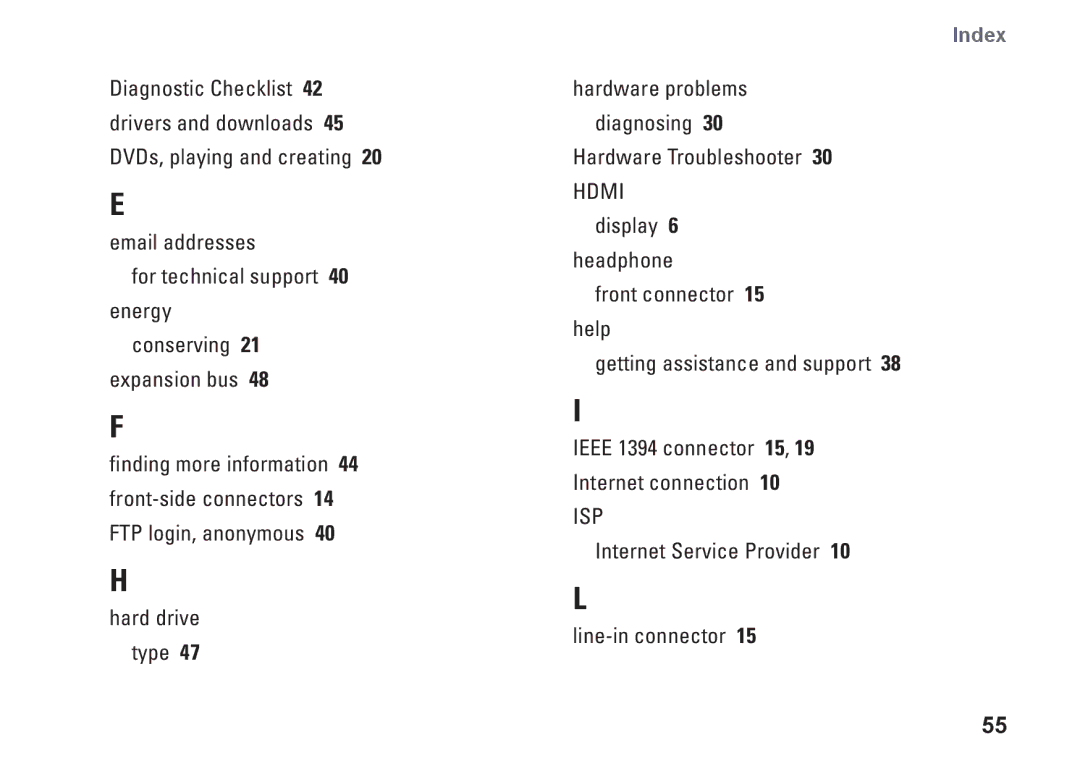 Dell XPS 625 manual Index 