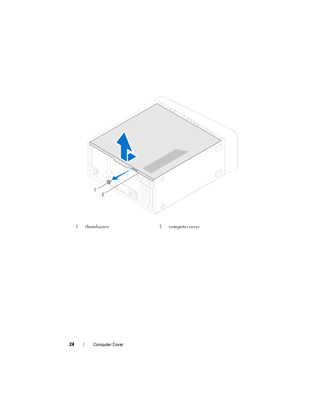 Dell XPS 8500 manual Thumbscrew Computer cover 