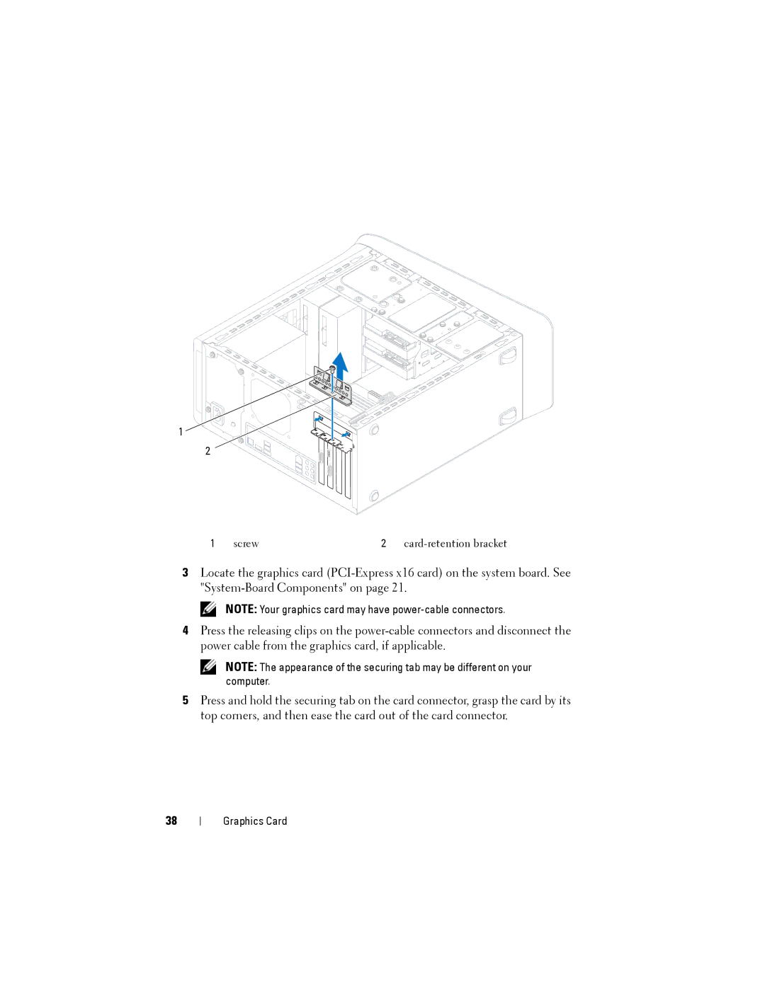 Dell XPS 8500 manual Screw Card-retention bracket 