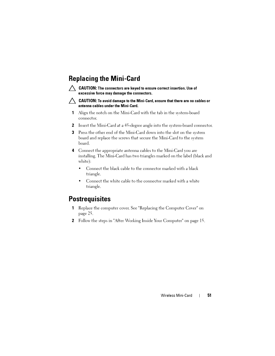 Dell XPS 8500 manual Replacing the Mini-Card, Postrequisites 