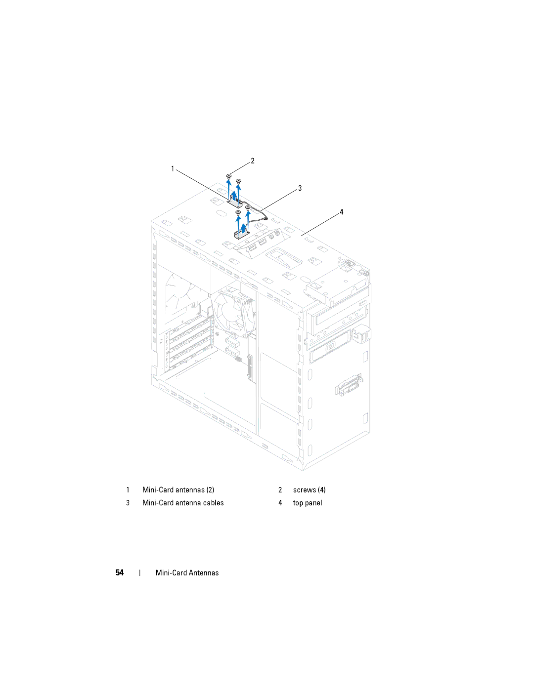 Dell XPS 8500 manual Mini-Card antenna cables 