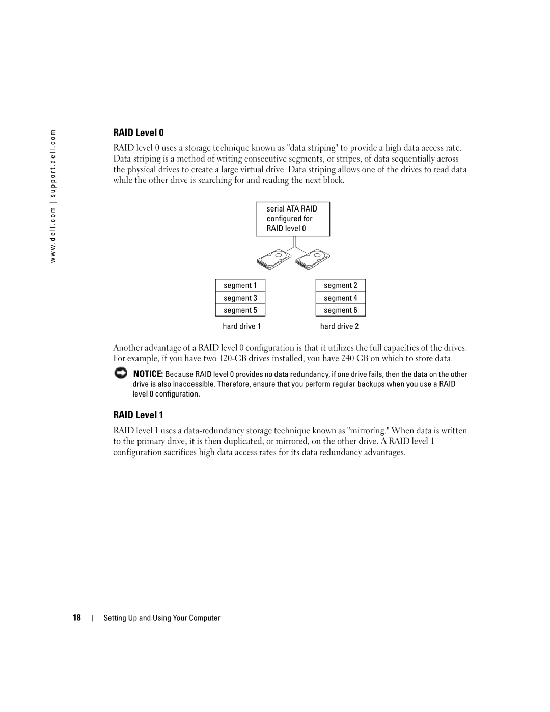 Dell XPS GEN 3 manual RAID Level, Segment, Hard drive 