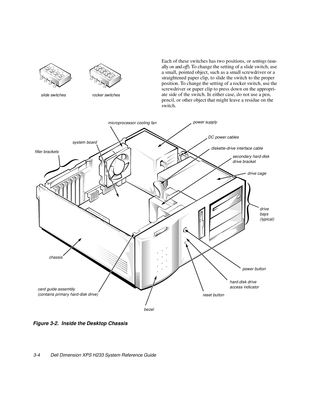 Dell XPS H233 manual Inside the Desktop Chassis 