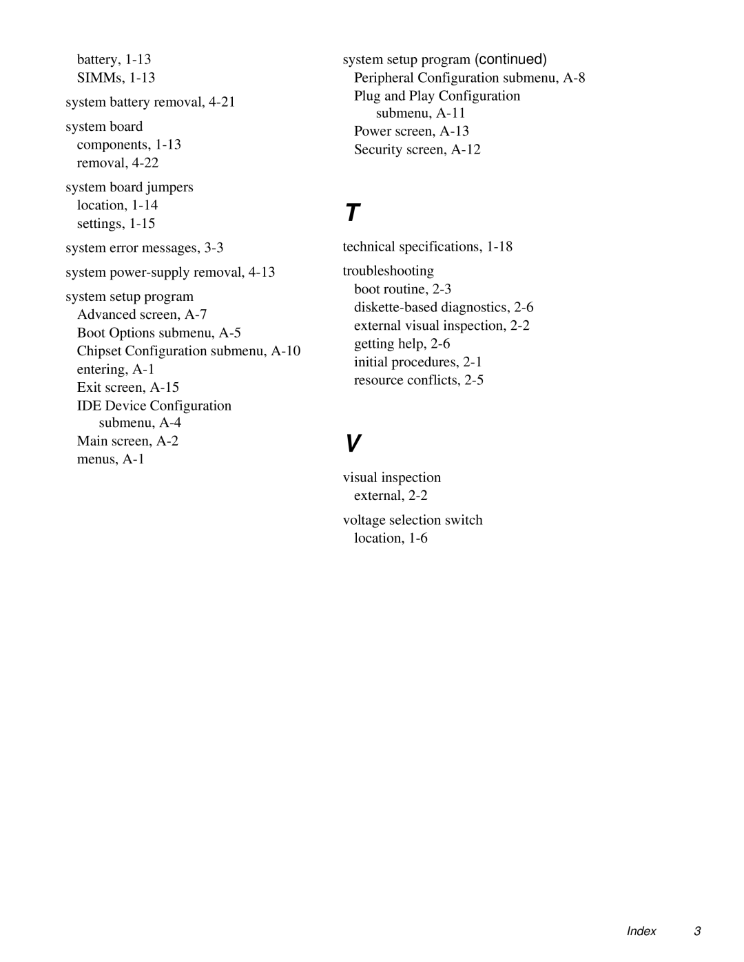 Dell XPS H233, XPS H266 manual Index 