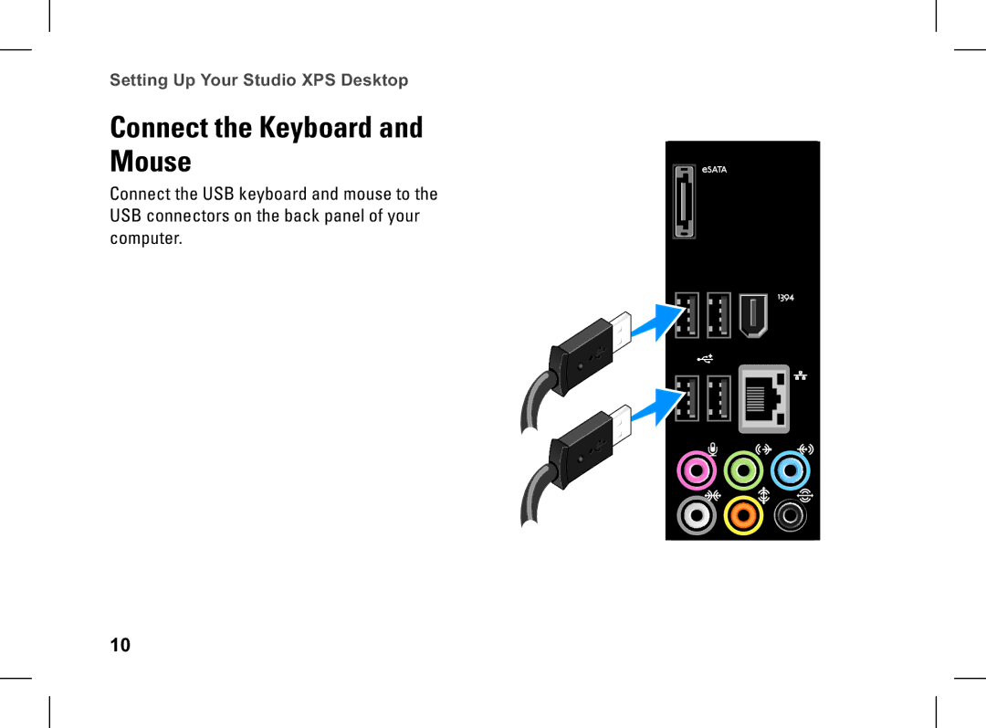 Dell XPS setup guide Connect the Keyboard and Mouse 