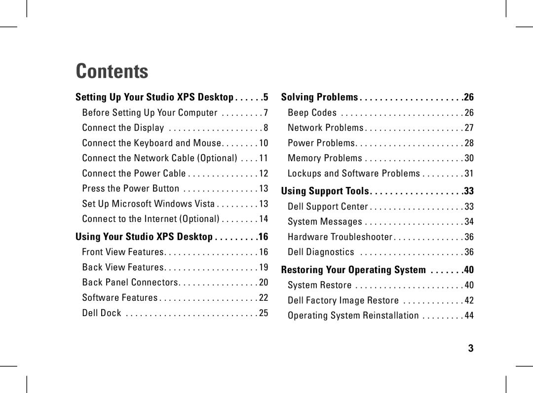 Dell XPS setup guide Contents 