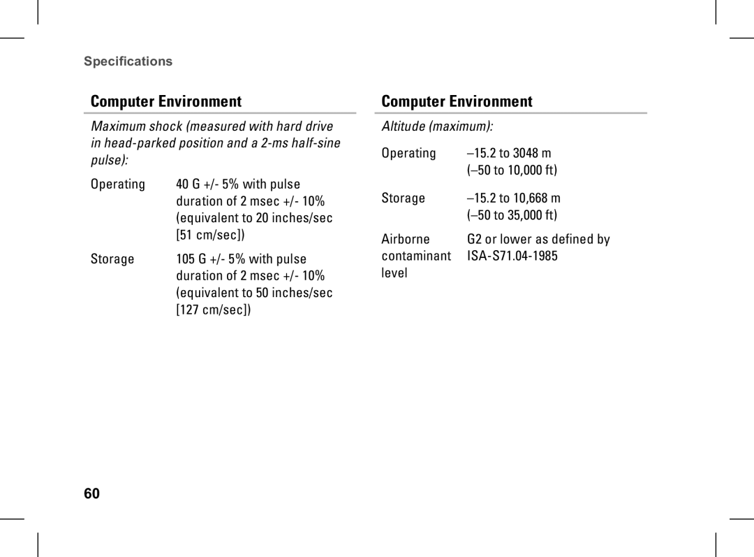 Dell XPS setup guide Altitude maximum 