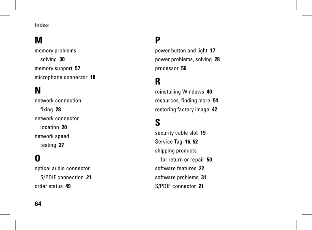 Dell XPS setup guide Index 