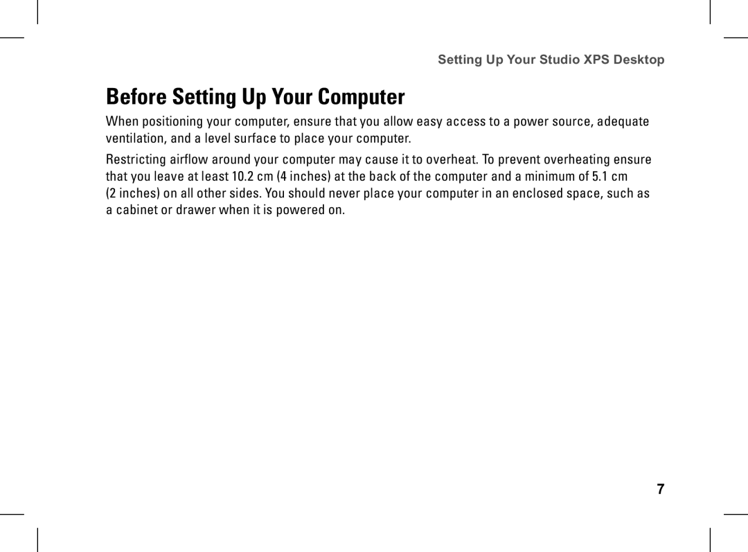 Dell XPS setup guide Before Setting Up Your Computer 