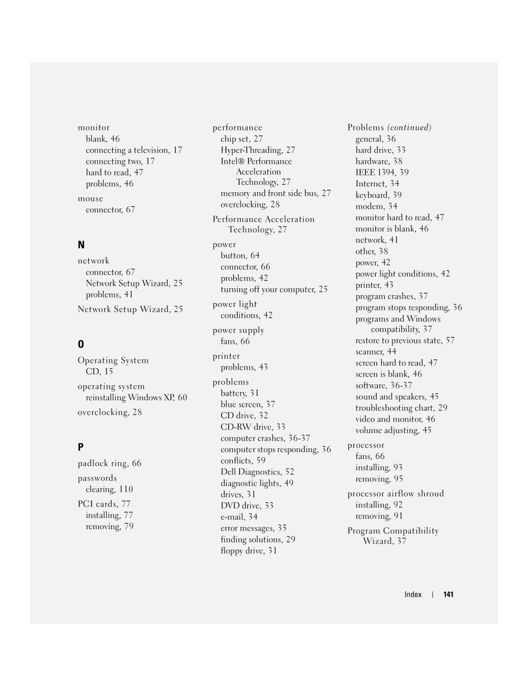 Dell XPS manual Index 141 