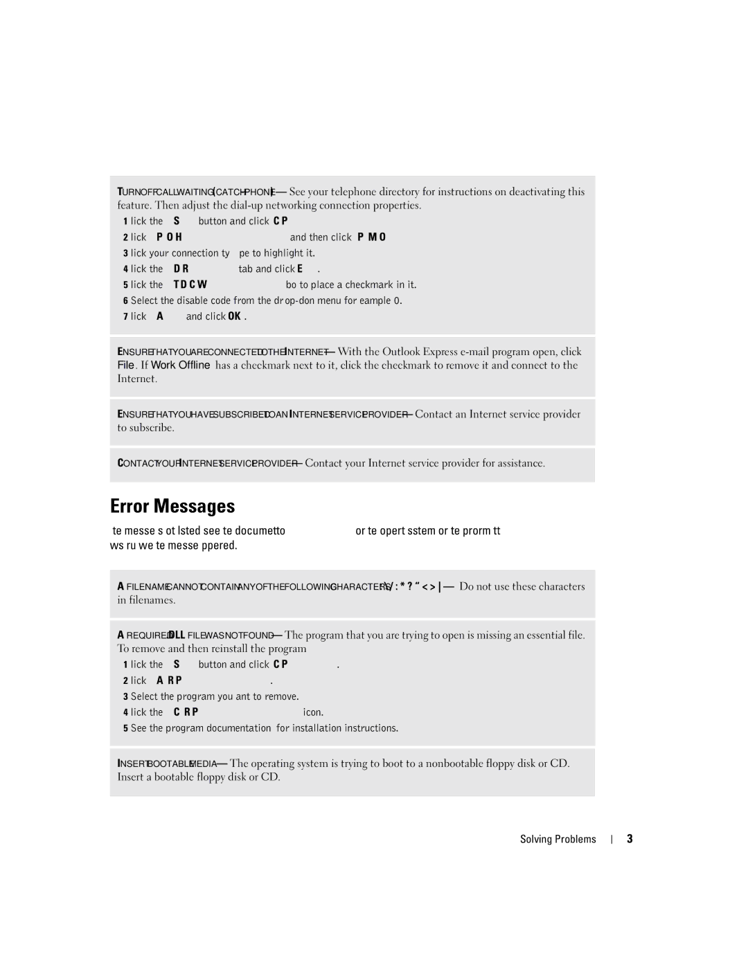 Dell XPS manual Error Messages, Click Add or Remove Programs, Click the Change or Remove Program icon 