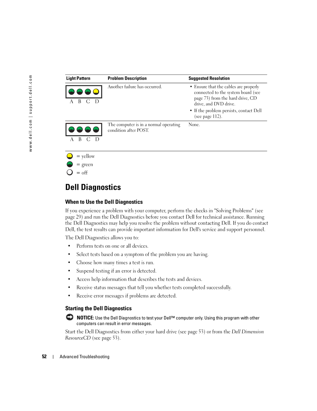 Dell XPS manual When to Use the Dell Diagnostics, Starting the Dell Diagnostics 