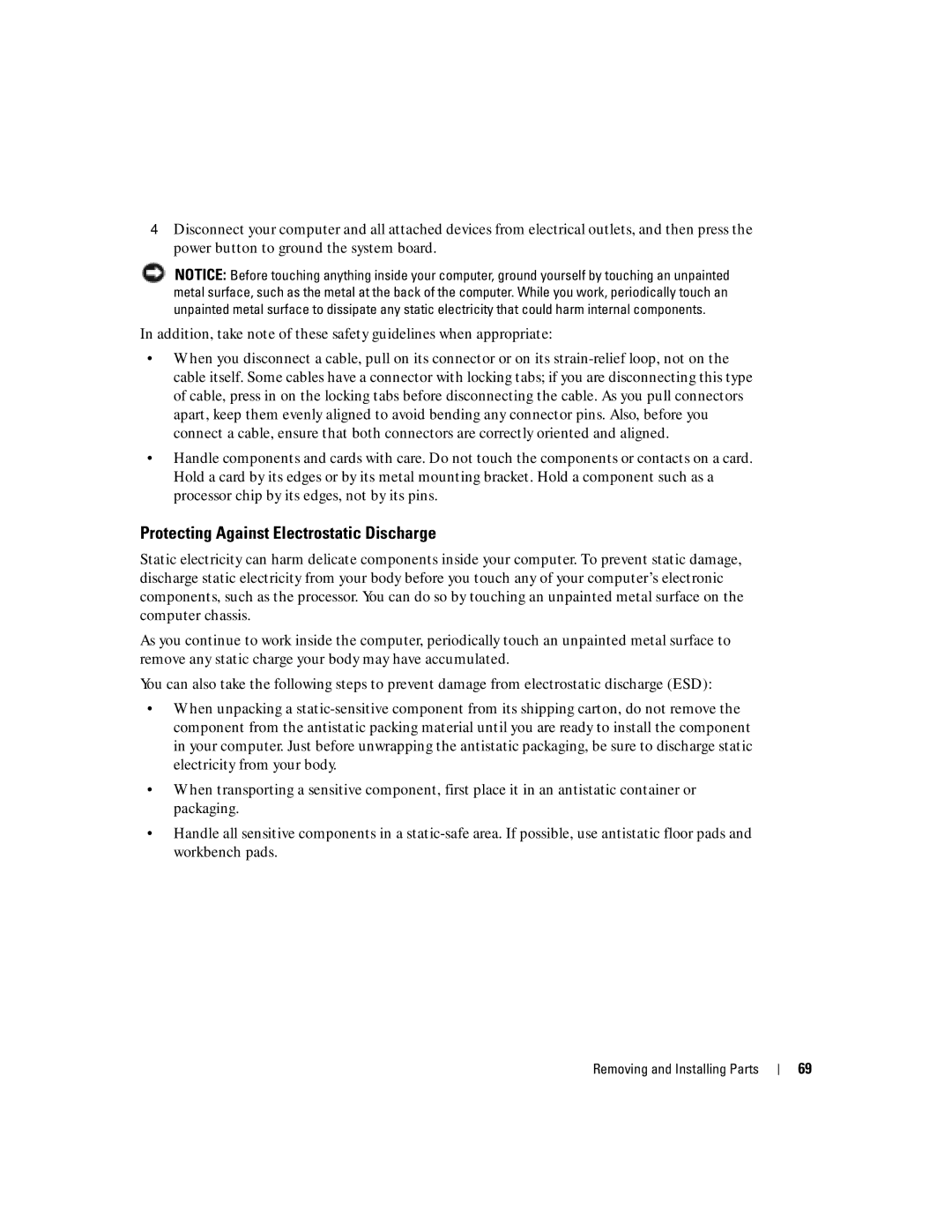 Dell XPS manual Protecting Against Electrostatic Discharge 