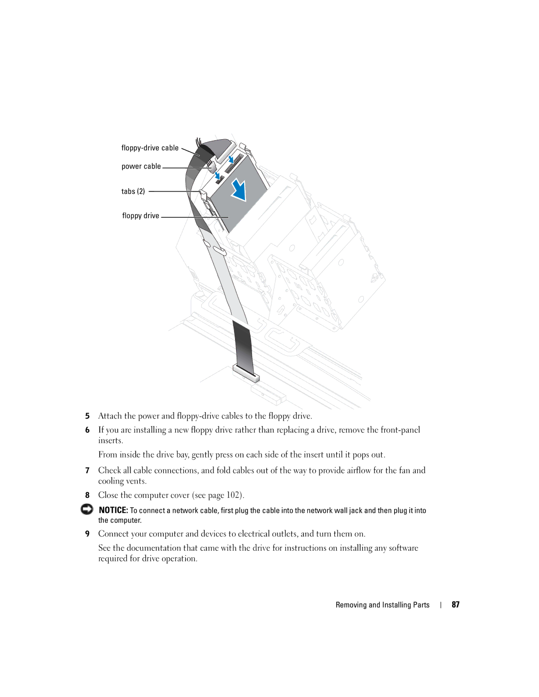 Dell XPS manual Tabs Floppy drive 