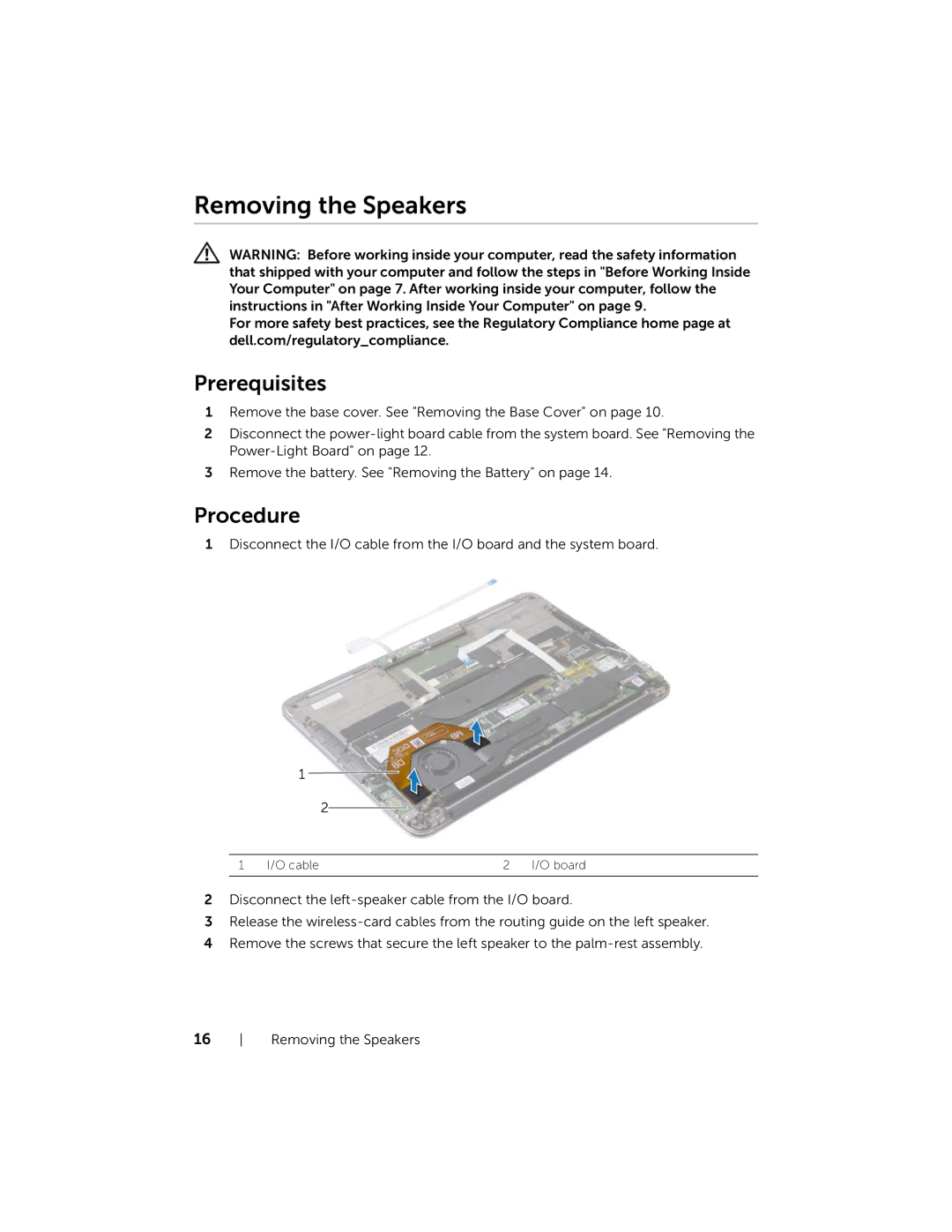 Dell XPS13-4040SLV owner manual Removing the Speakers 