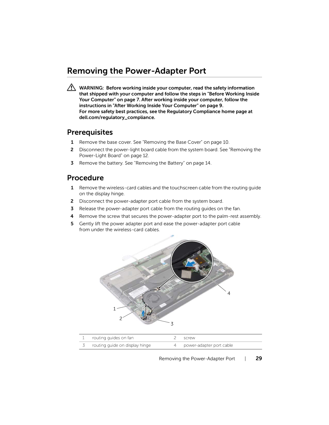 Dell XPS13-4040SLV owner manual Removing the Power-Adapter Port 